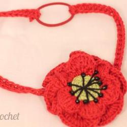 Crochet Poppy flower headband, 6-12 months